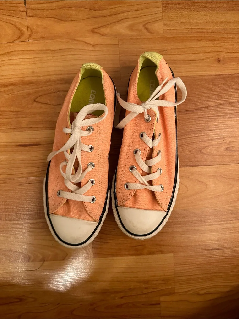 Converse Peach Orange Low-Top, double tongue, size kids 2